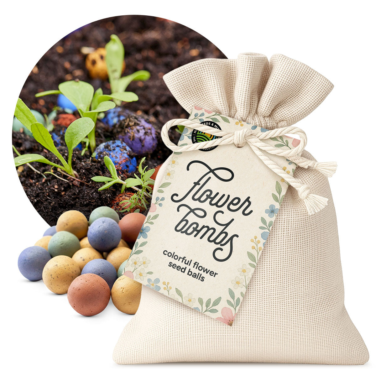 MRS Seeds & Mixtures Flower Bombs - Zaadbommen mix  - Katoenen cadeauzakje