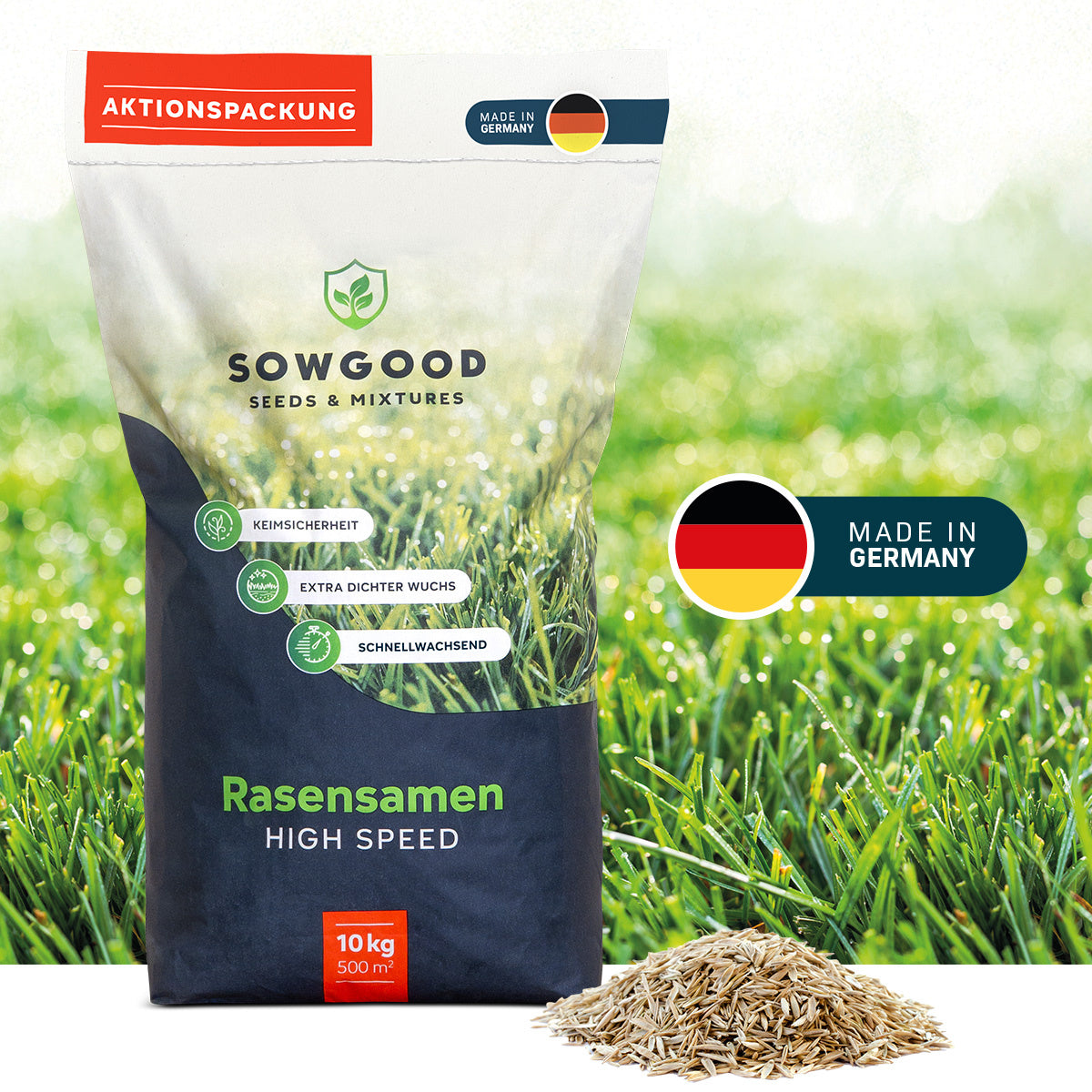 Sowgood Gazon pour ombre et terrains secs 10 kg - 500 m²