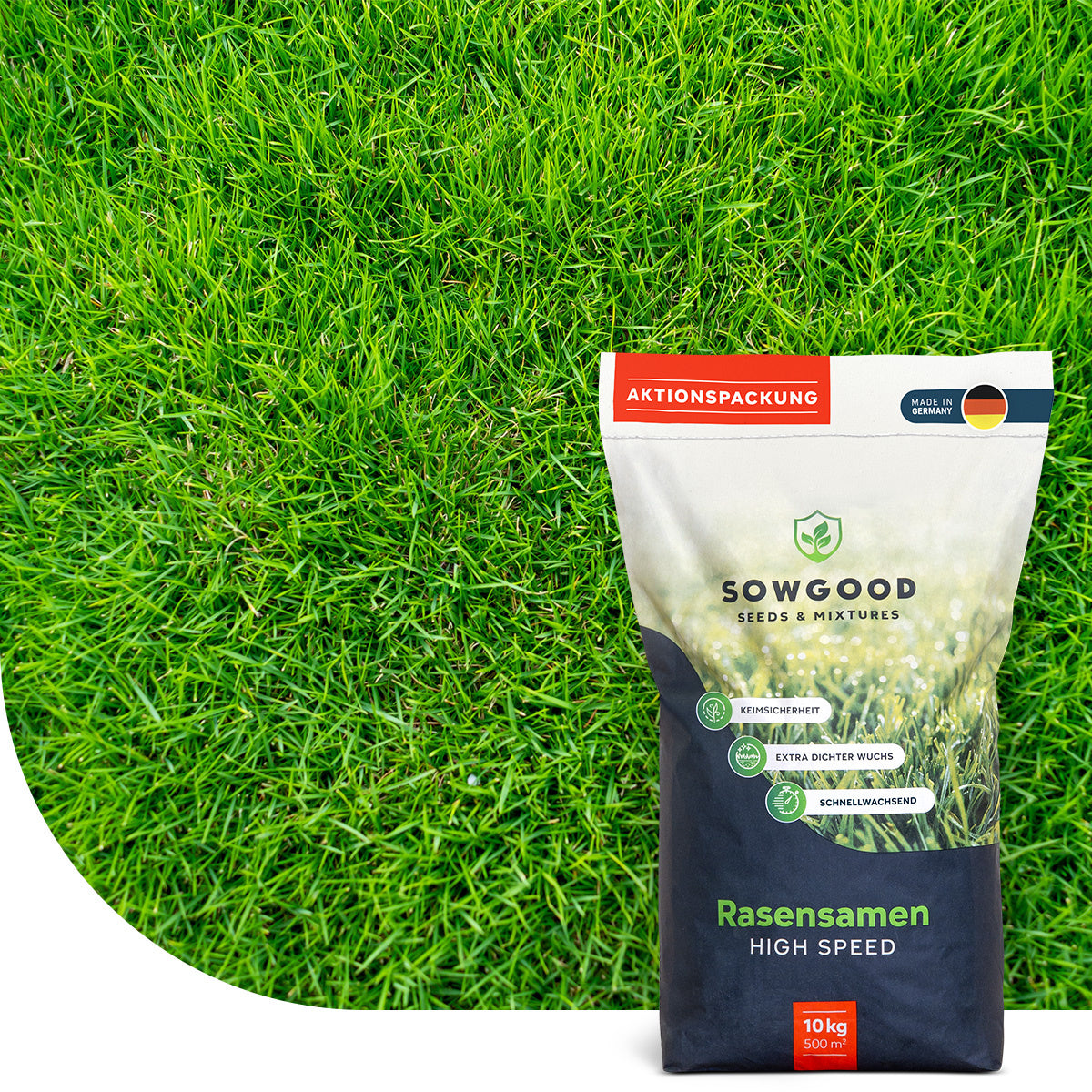 Sowgood Semences de gazon pour regarnissage 10 kg - 500 m²